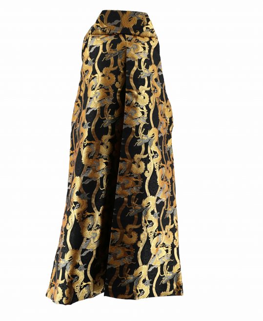 男性用袴単品レンタル(成人式・結婚式・卒業式)黒・金グレーの龍と立涌[身長190cm]No.663